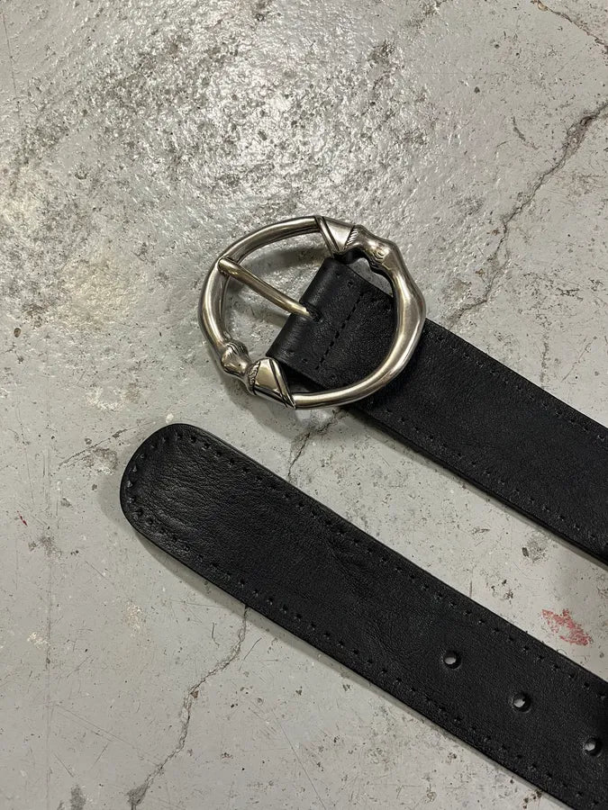Gucci Signature Bones Buckle Black Leather Belt NxSjNbj 4