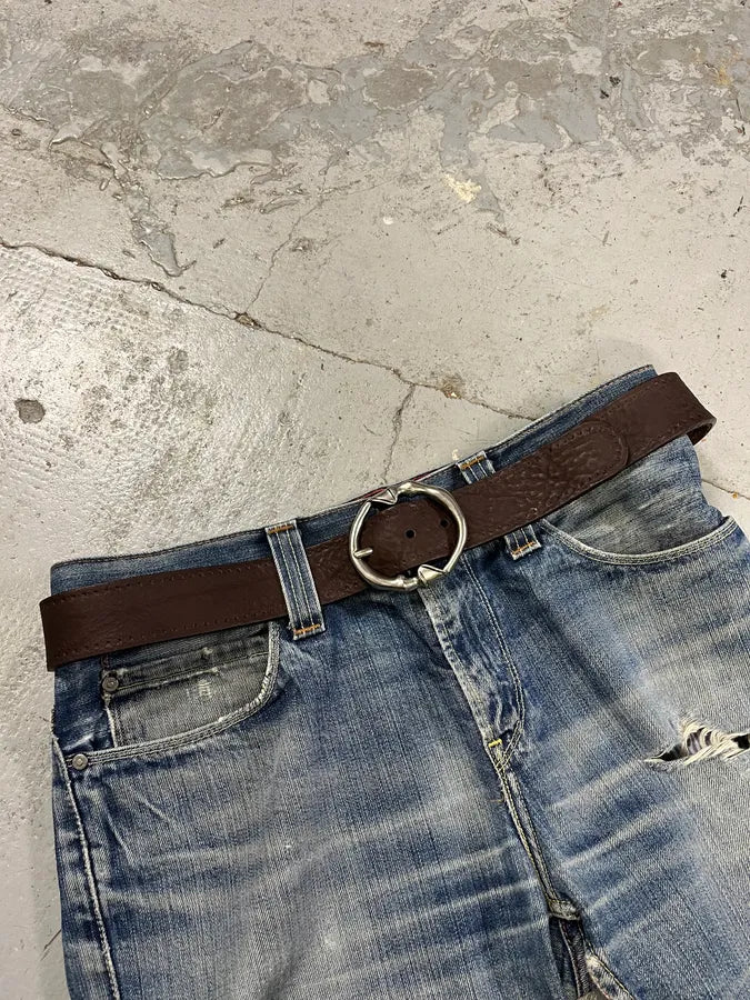 Gucci Signature Bones Buckle Brown Leather Belt tqyGIFH 1
