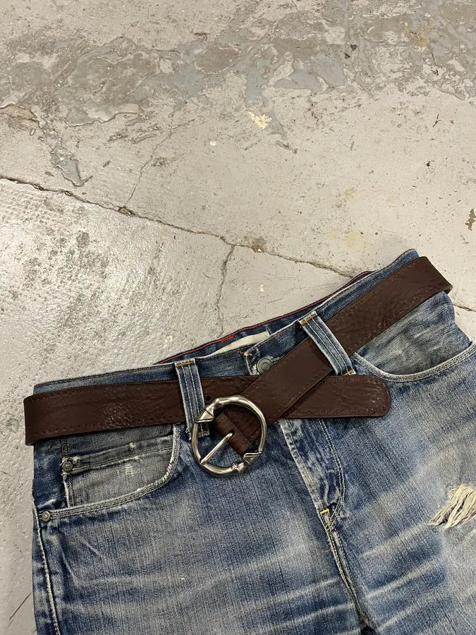 Gucci Signature Bones Buckle Brown Leather Belt tqyGIFH 2