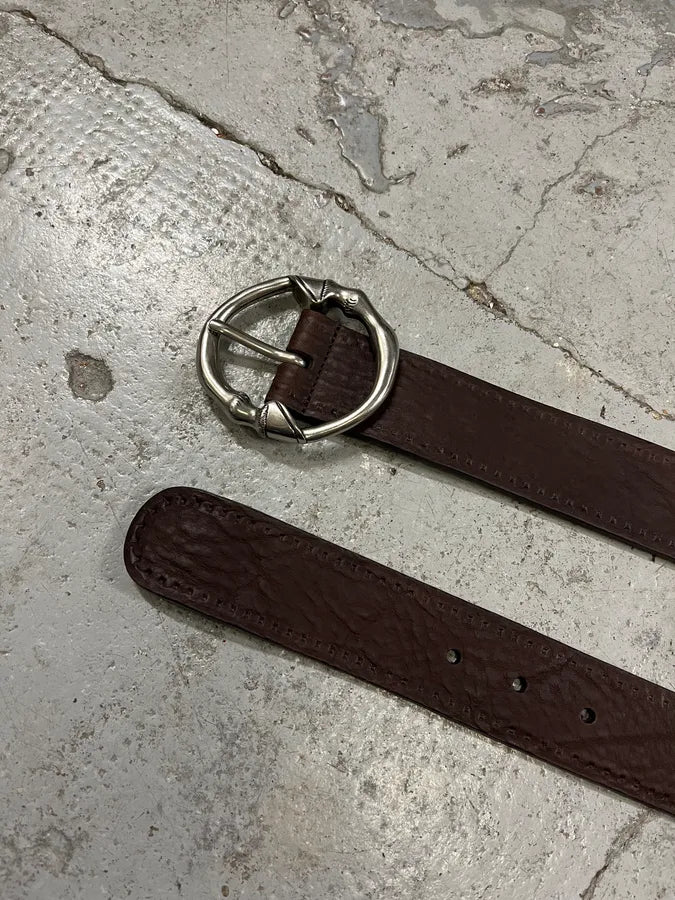 Gucci Signature Bones Buckle Brown Leather Belt tqyGIFH 4