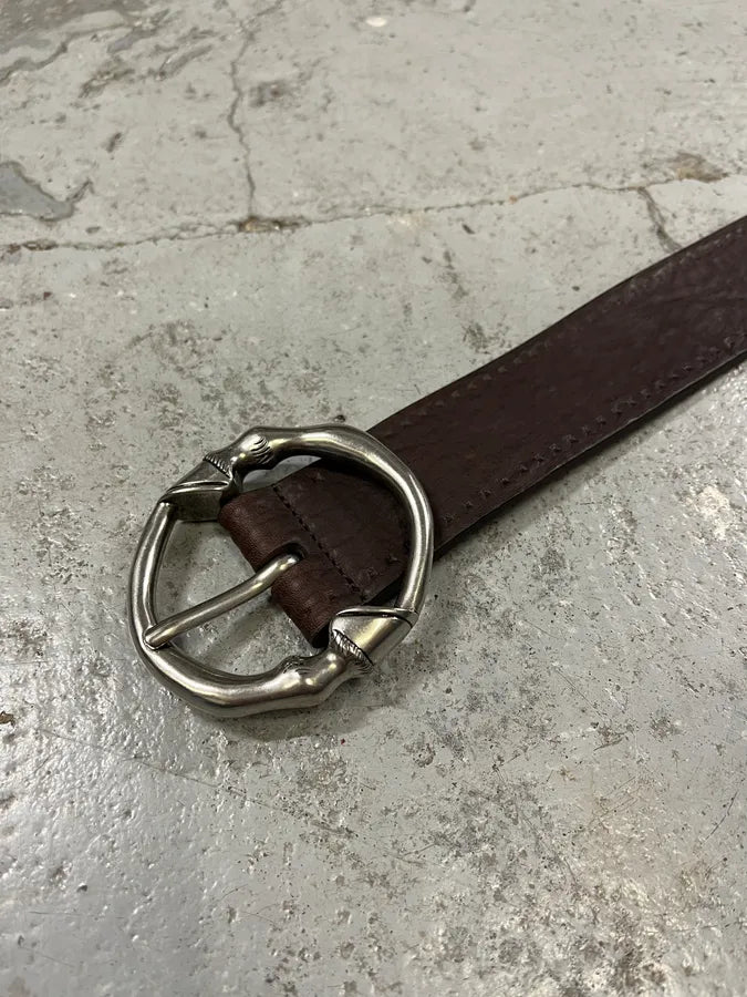 Gucci Signature Bones Buckle Brown Leather Belt tqyGIFH 5
