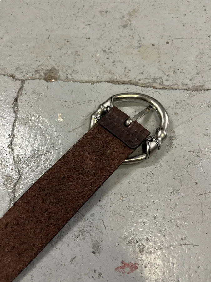 Gucci Signature Bones Buckle Brown Leather Belt tqyGIFH 7