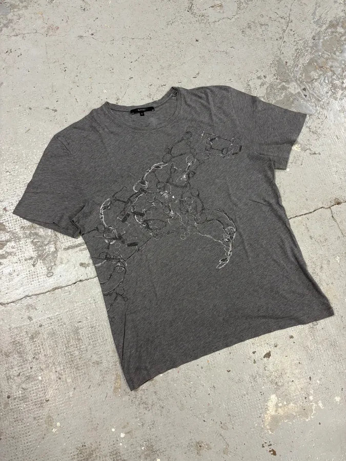 2000s Gucci Signature Horse Grey T-Shirt PNruiCj 3
