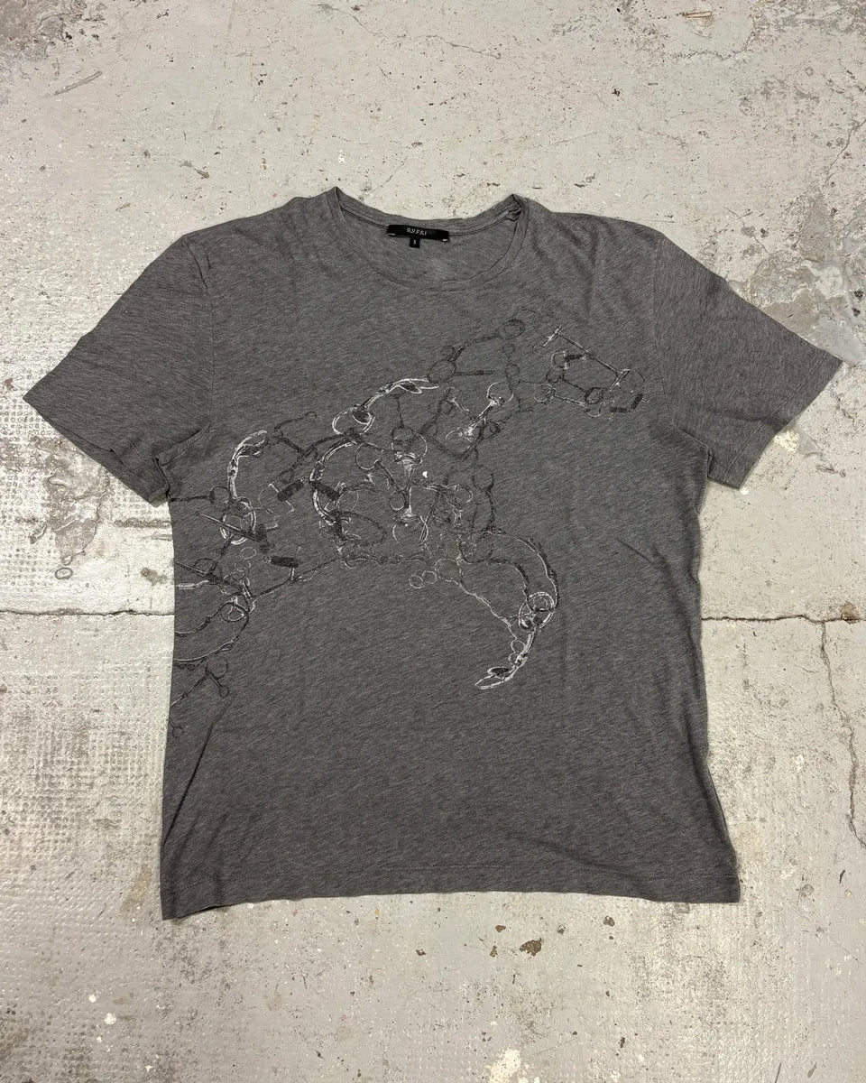 2000s Gucci Signature Horse Grey T-Shirt PNruiCj 0