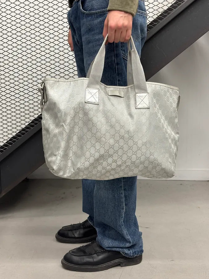 Gucci Silver GG Canvas Crystal Tote Bag VUaPXoZ 1