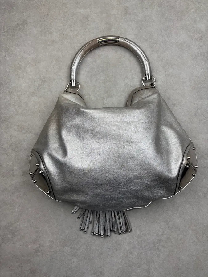 SS2008 Gucci Silver Leather Bamboo Indy Handle Bag by Frida Giannini lxvkuud 9