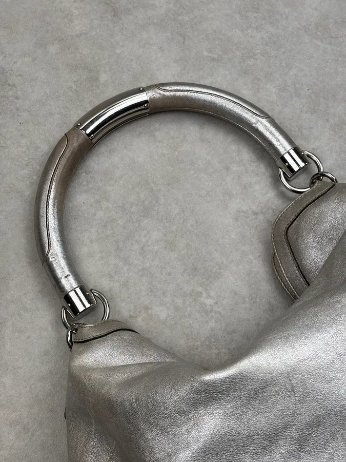SS2008 Gucci Silver Leather Bamboo Indy Handle Bag by Frida Giannini lxvkuud 11