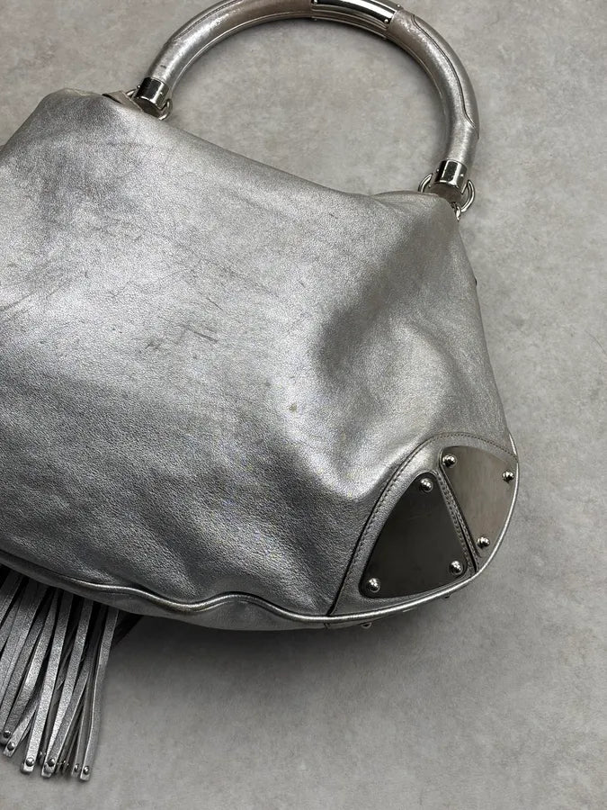 SS2008 Gucci Silver Leather Bamboo Indy Handle Bag by Frida Giannini lxvkuud 10