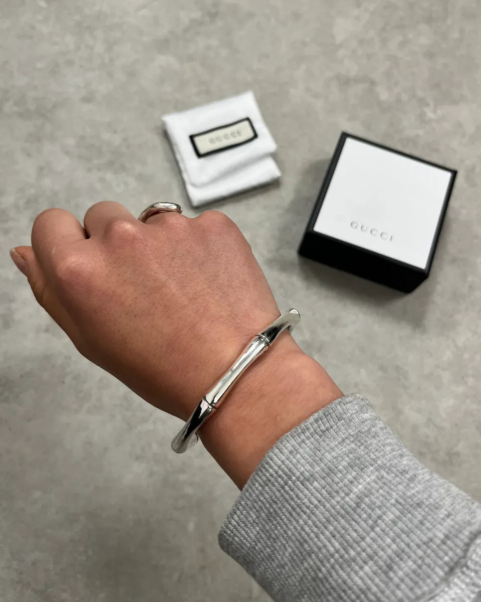 Gucci Silver Metal Bamboo Bracelet tepqjHX 1