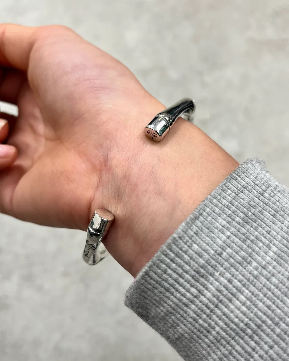 Gucci Silver Metal Bamboo Bracelet tepqjHX 3