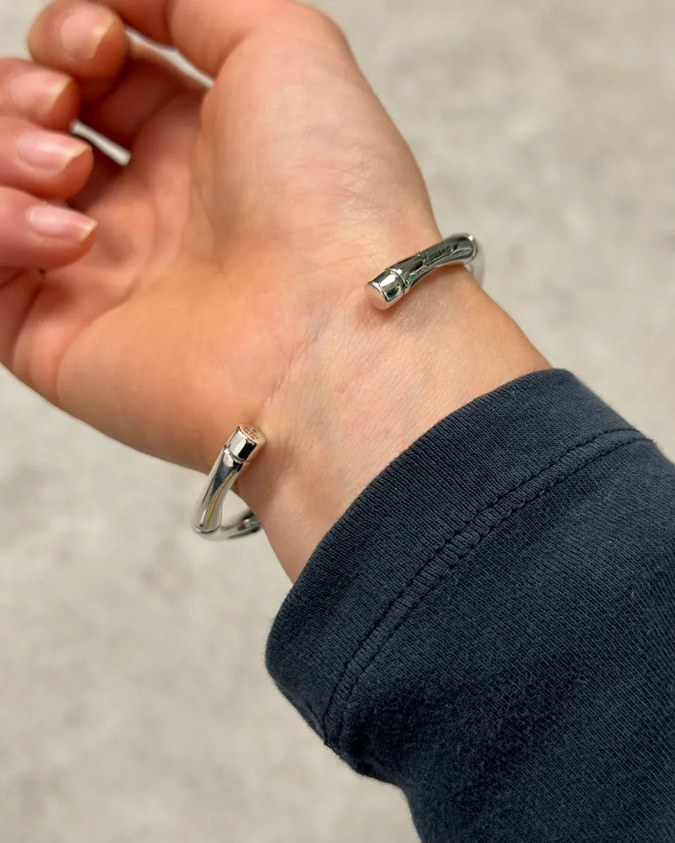 Gucci Silver Metal Bamboo Bracelet YtaFTYW 3