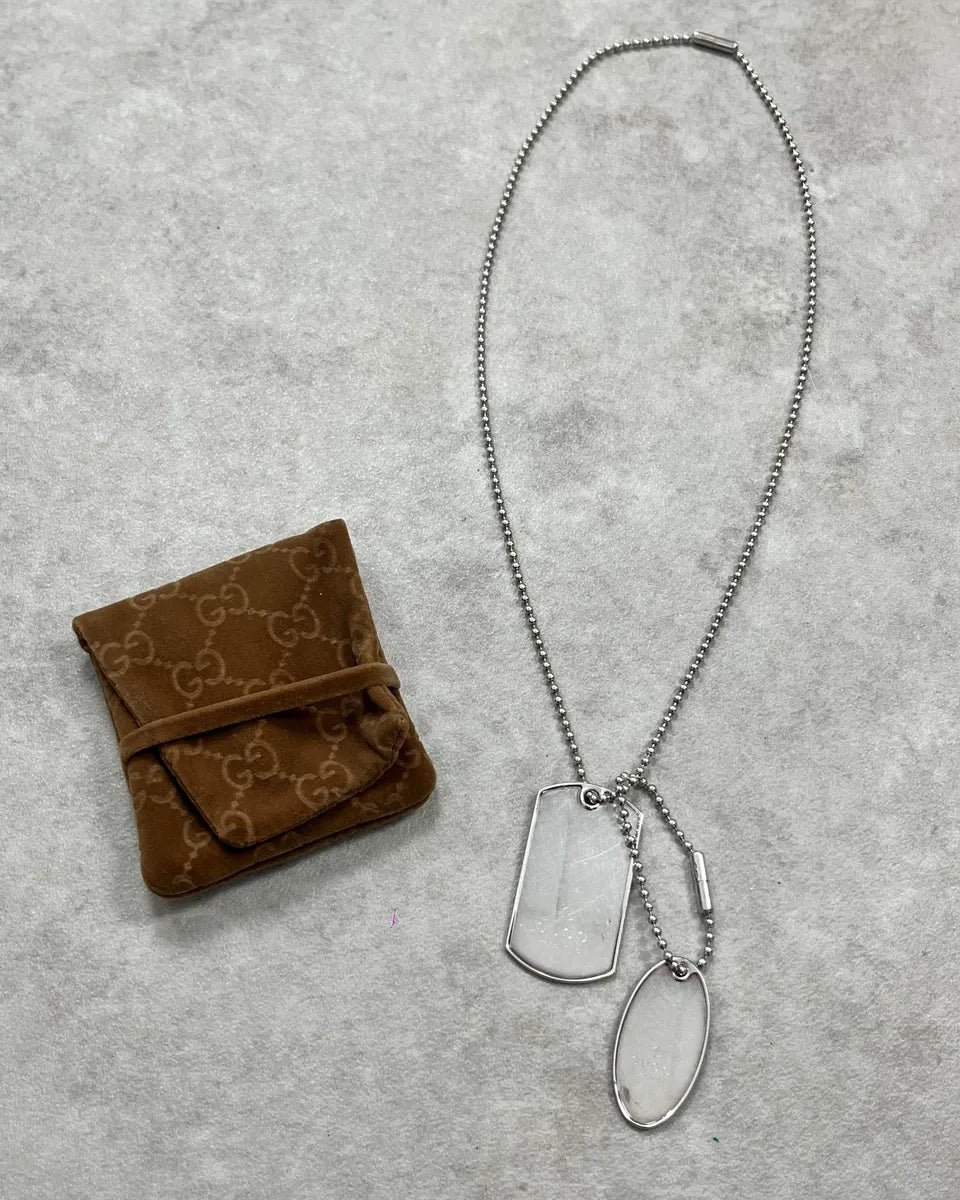 Gucci Silver Metal Dog Tag Necklace QCybZdC 0