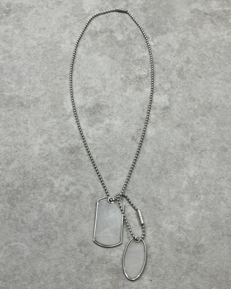 Gucci Silver Metal Dog Tag Necklace QCybZdC 2