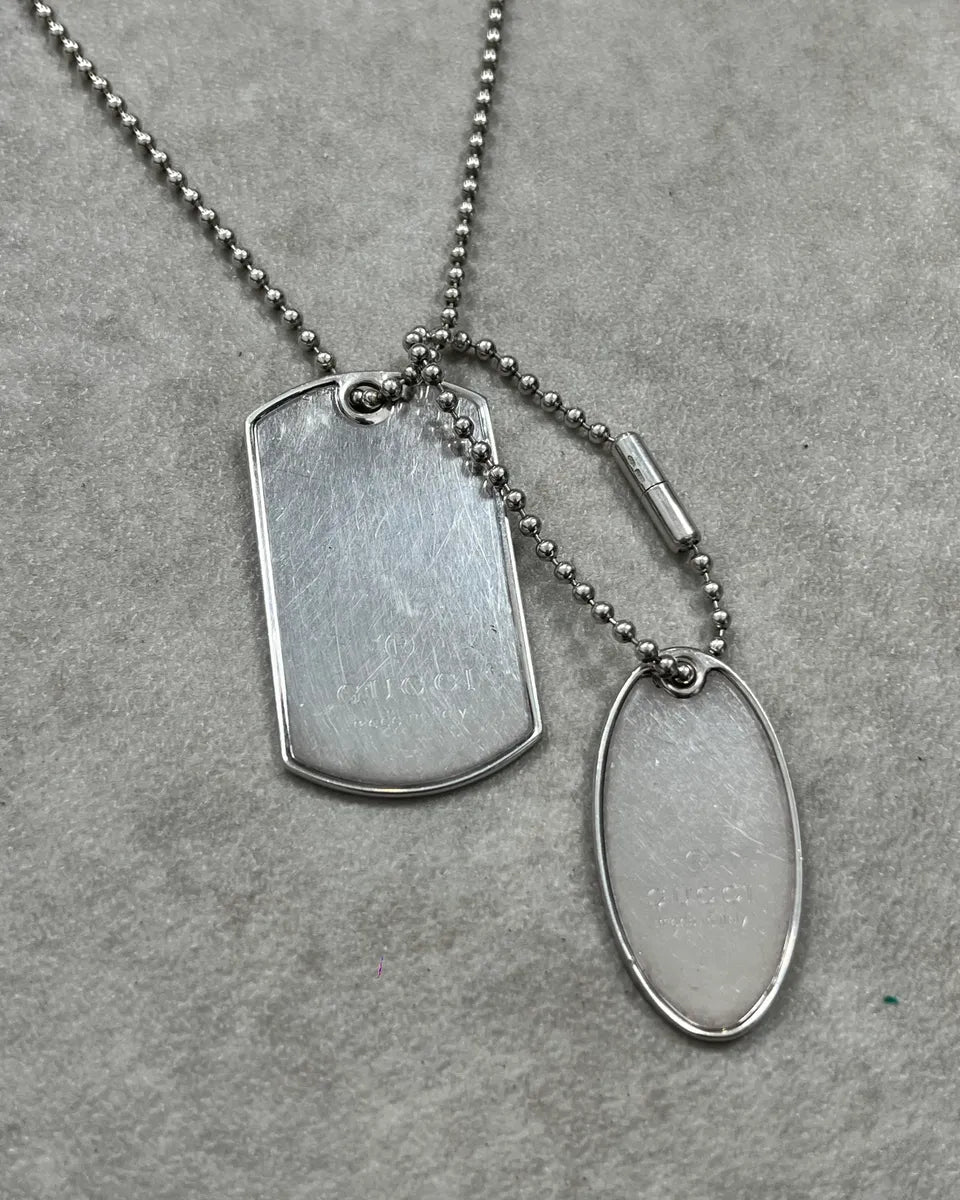 Gucci Silver Metal Dog Tag Necklace QCybZdC 3