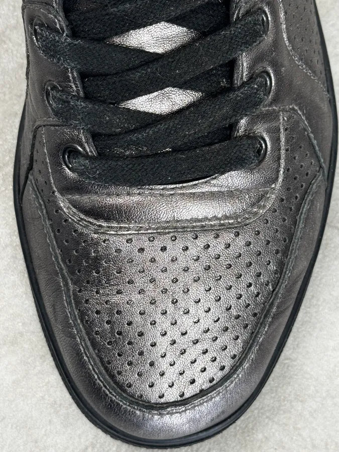 Gucci Silver Perforated Leather High-Top Sneakers iZGkZpz 5