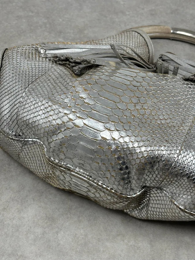 SS2009 Gucci “Indy” Bamboo Silver Metallic Python Hobo Bag by Frida Giannini FQymBsc 10