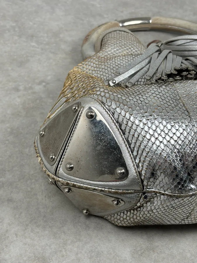SS2009 Gucci “Indy” Bamboo Silver Metallic Python Hobo Bag by Frida Giannini FQymBsc 6