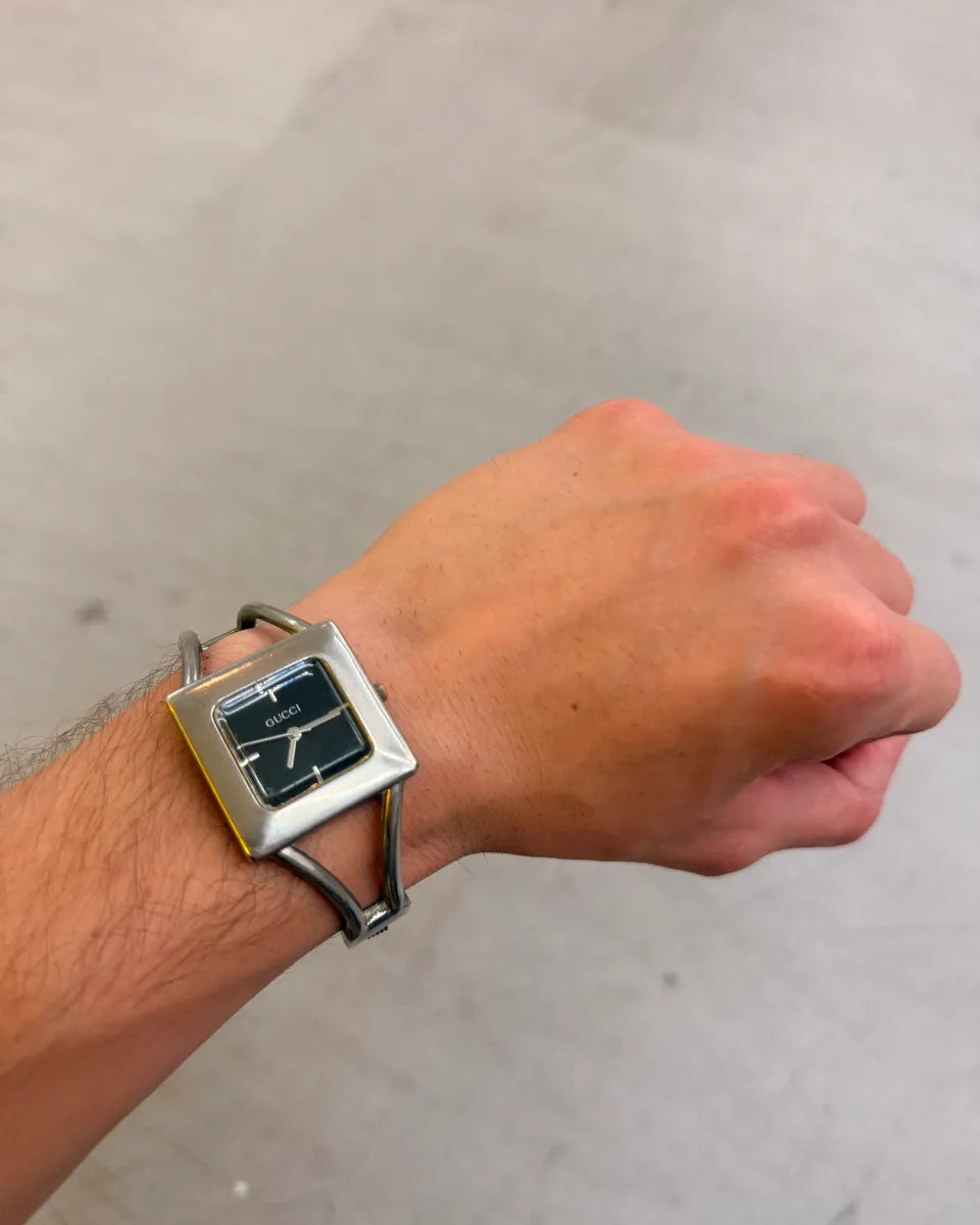 Gucci Silver Stainless Steel Square Watch yvxUaPF 3