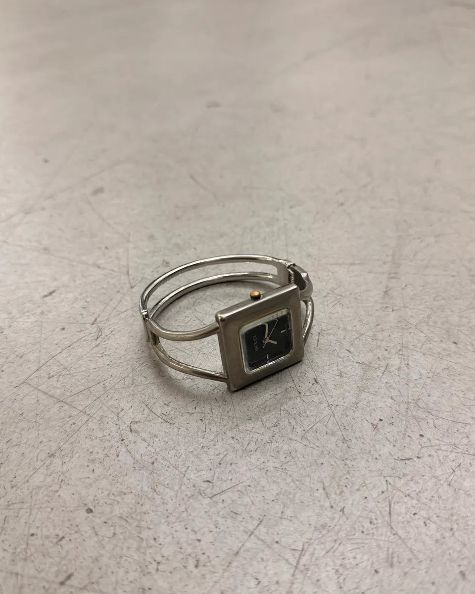Gucci Silver Stainless Steel Square Watch yvxUaPF 4
