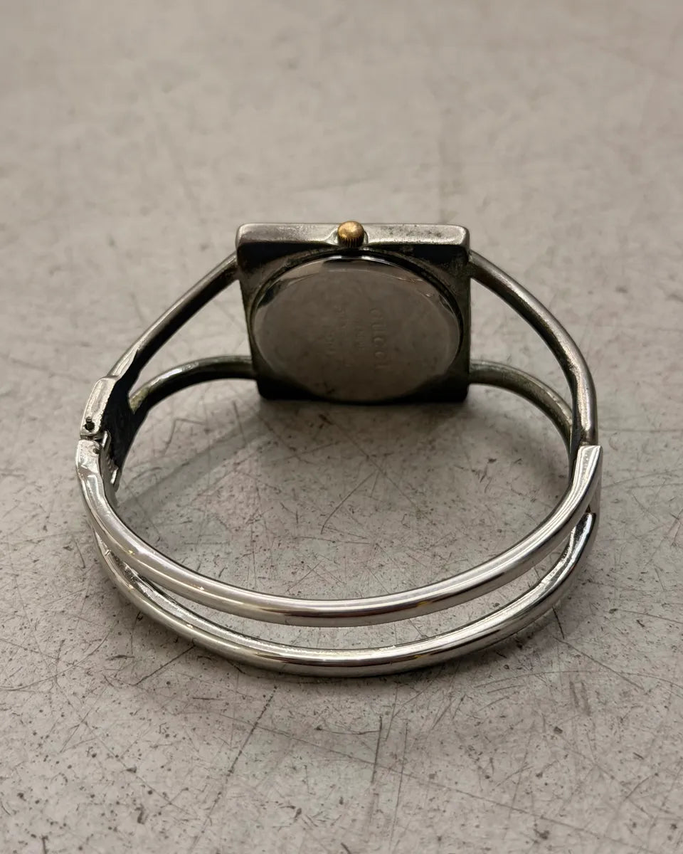 Gucci Silver Stainless Steel Square Watch yvxUaPF 8
