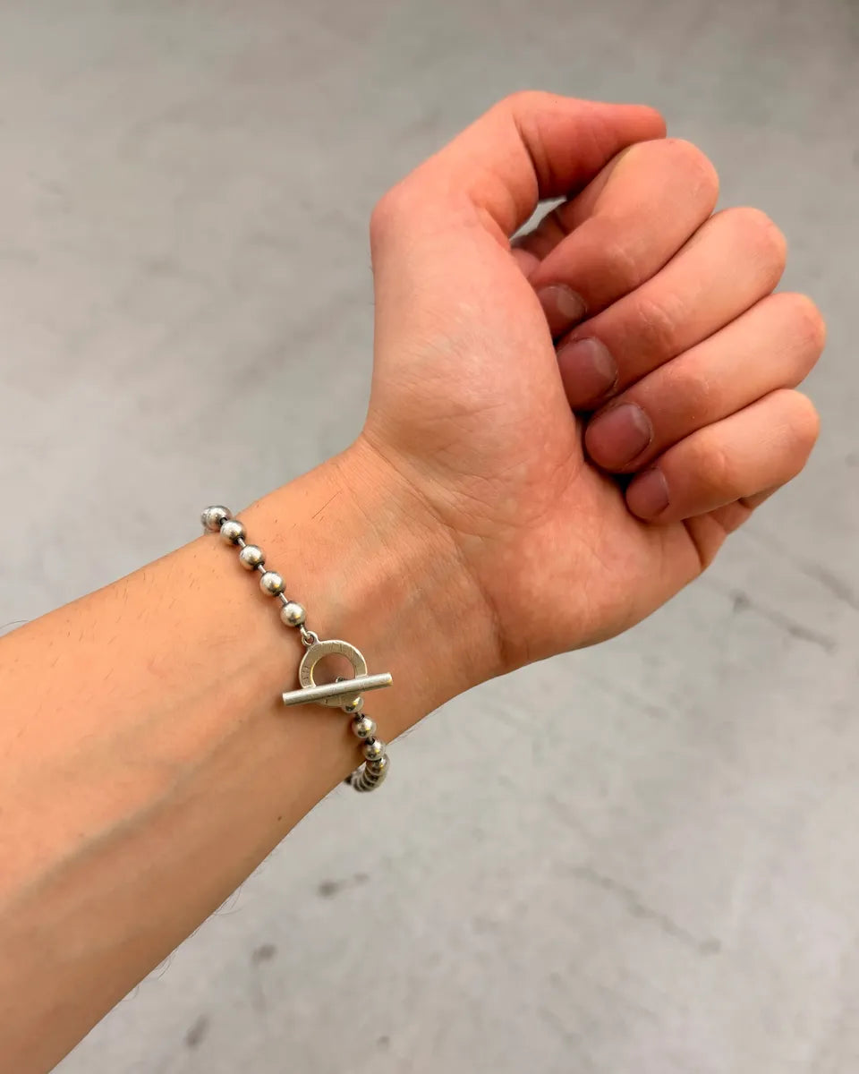 Gucci Silver Sterling Silver Beaded Anchor Chain Toggle Bracelet GdgSxuS 2