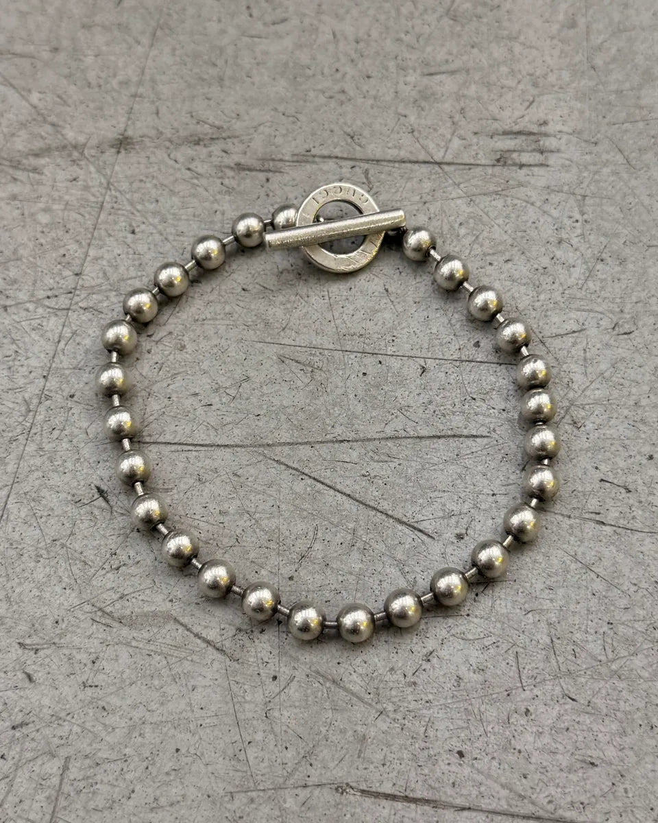 Gucci Silver Sterling Silver Beaded Anchor Chain Toggle Bracelet GdgSxuS 3
