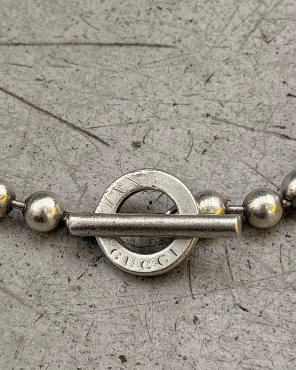 Gucci Silver Sterling Silver Beaded Anchor Chain Toggle Bracelet GdgSxuS 4