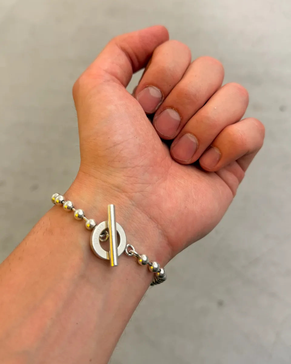 Gucci Silver Sterling Silver Beaded Toggle Anchor Chain Bracelet RymYQIi 1