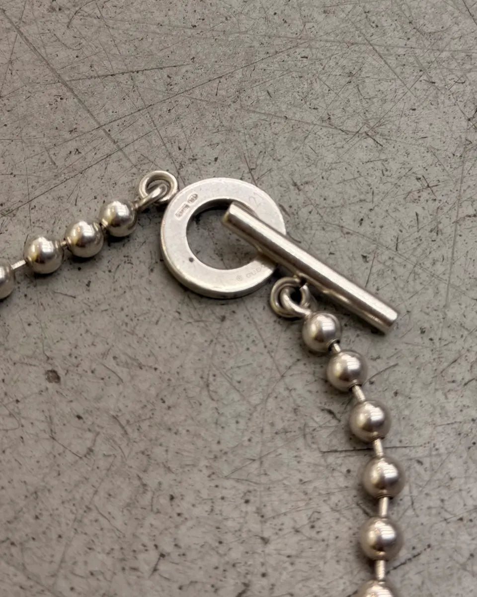 Gucci Silver Sterling Silver Beaded Toggle Anchor Chain Bracelet RymYQIi 4