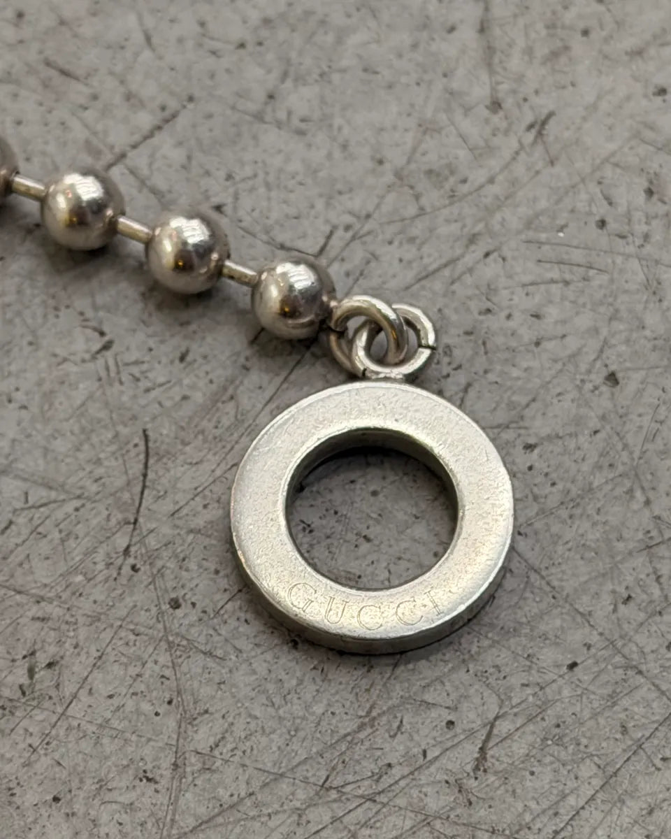 Gucci Silver Sterling Silver Beaded Toggle Anchor Chain Bracelet RymYQIi 5