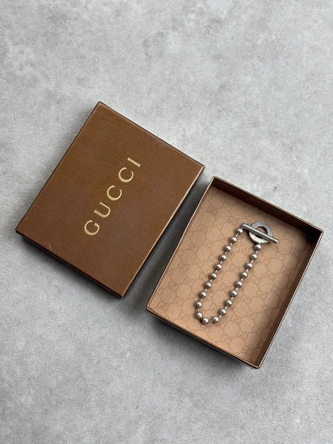 Gucci Silver Sterling Silver Boule T-Bar Bracelet and Ring Set uhKALxx 0