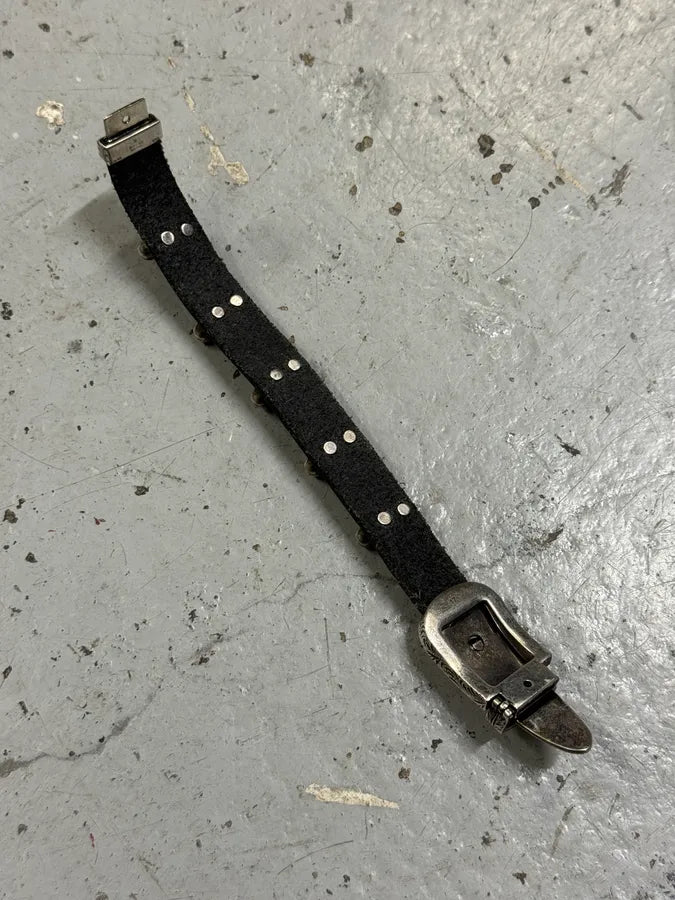 Gucci Silver Western Buckle & Bulls Black Leather Bracelet rcRfYgI 8