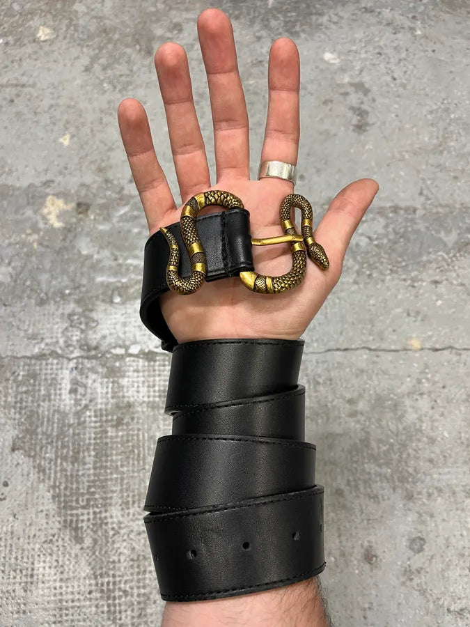 Gucci Snake Black Leather Belt (OS) srGBQiA 1