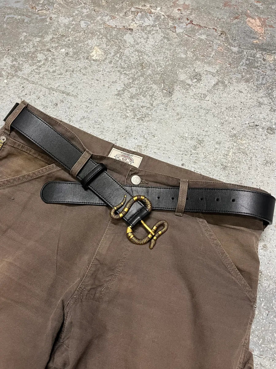 Gucci Snake Black Leather Belt (OS) srGBQiA 2