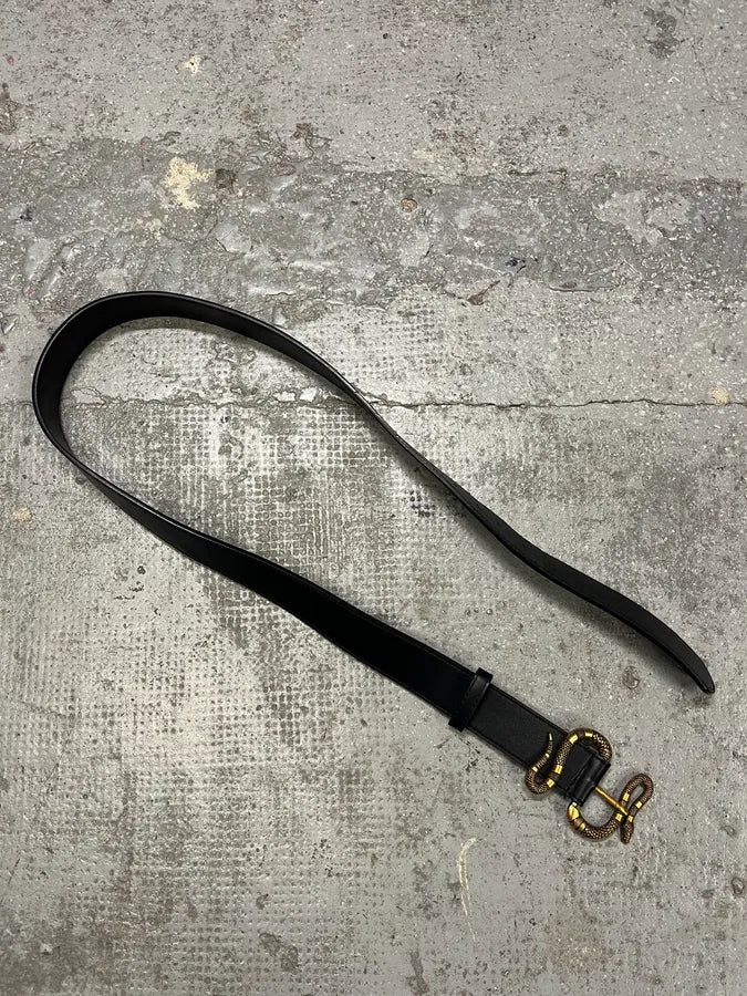 Gucci Snake Black Leather Belt (OS) srGBQiA 3