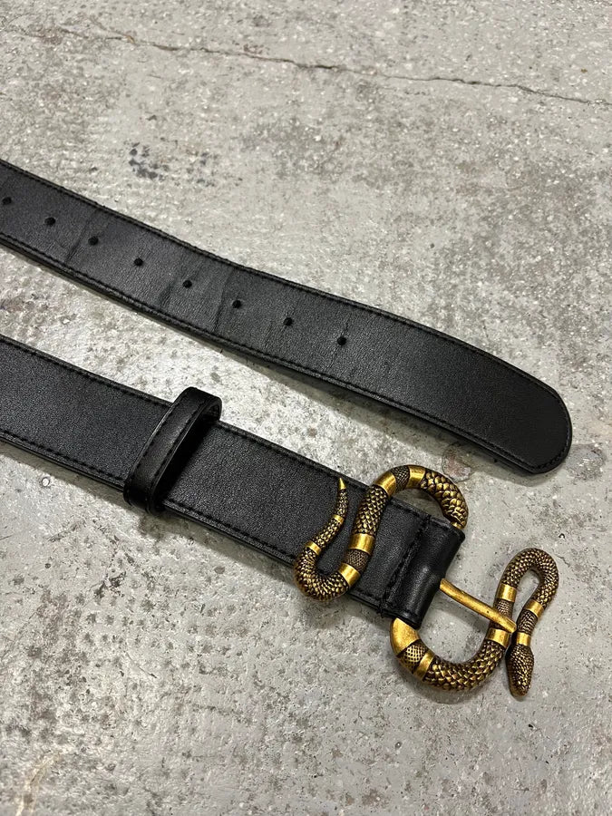 Gucci Snake Black Leather Belt (OS) srGBQiA 4