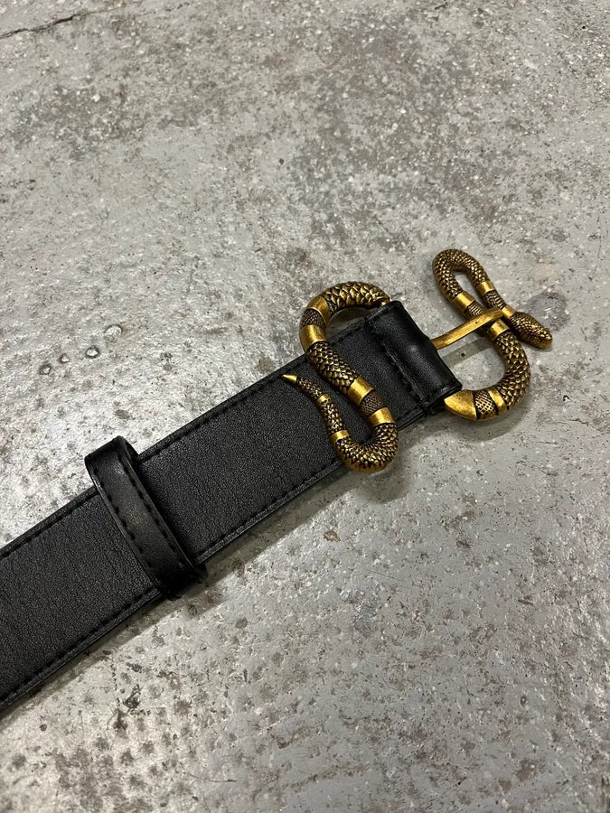 Gucci Snake Black Leather Belt (OS) srGBQiA 5