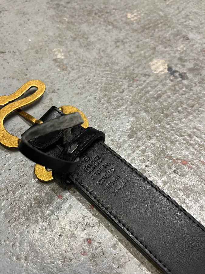 Gucci Snake Black Leather Belt (OS) srGBQiA 7