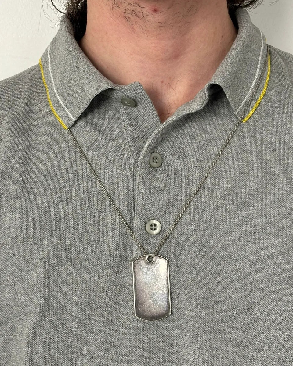 Gucci Steel Metal Dog Tag Necklace MbkOzEF 1