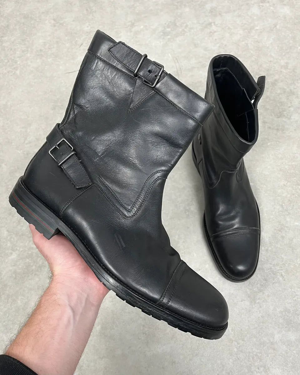 Gucci Straps Black Leather Boots giYNVIV 0