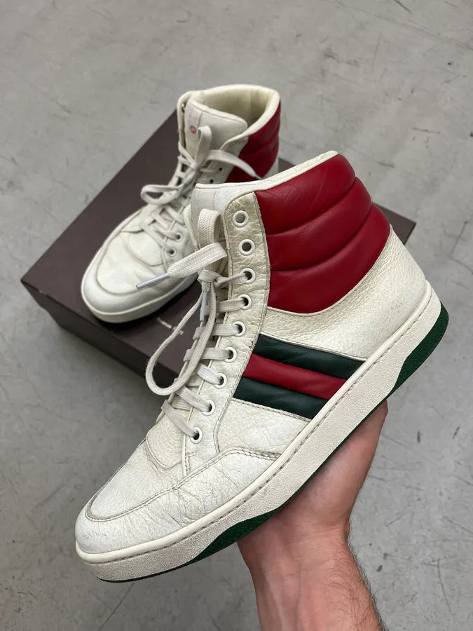 Gucci Stripe White & Red Leather High Sneakers JYlWdRh 0
