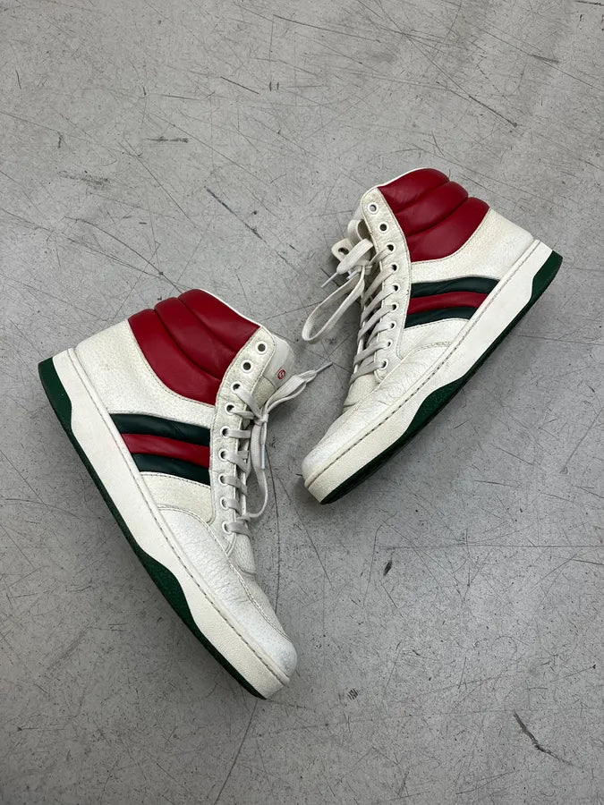Gucci Stripe White & Red Leather High Sneakers JYlWdRh 1