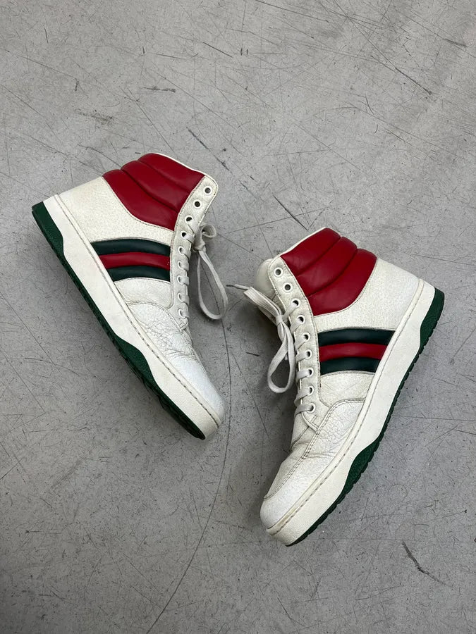 Gucci Stripe White & Red Leather High Sneakers JYlWdRh 2