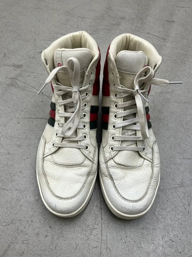 Gucci Stripe White & Red Leather High Sneakers JYlWdRh 3