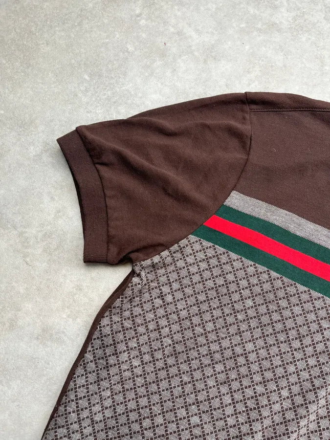 Gucci Striped Jacquard Brown Polo Shirt KsilAuu 5