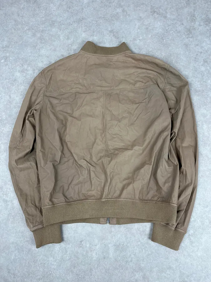 2000s Gucci Beige Leather Bomber Jacket CBPZdqM 5