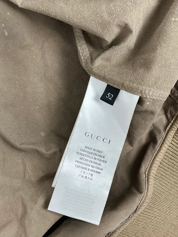 2000s Gucci Beige Leather Bomber Jacket CBPZdqM 11