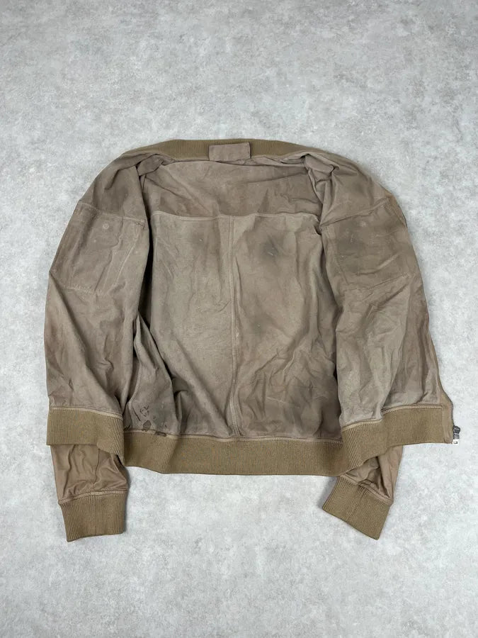 2000s Gucci Beige Leather Bomber Jacket CBPZdqM 6