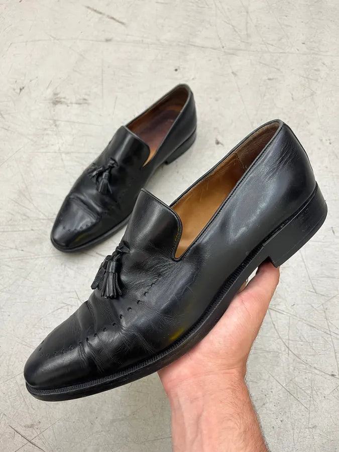 Gucci Tassel Black Leather Loafer Shoes NNcbfwb 0
