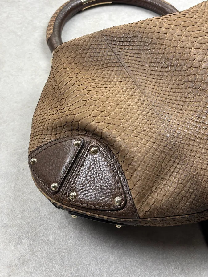 2000s Gucci Brown Python Leather Bamboo Indy Bag by Frida Giannini aNImhgE 16